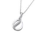 Flat Teardrop Silver Pendant with Chain