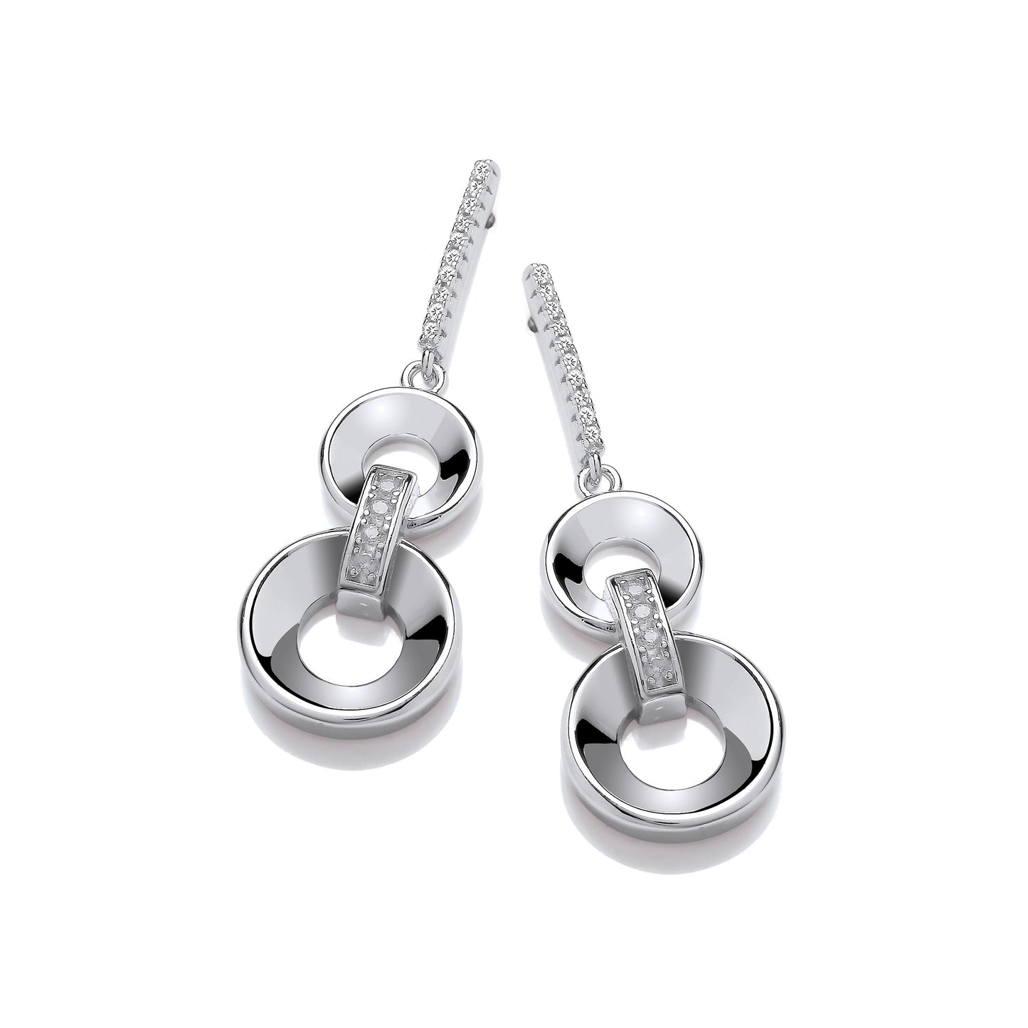 Circles Silver Drop Earrings - Silver