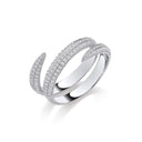 Cross-Over Two Bands Cubic Zirconias Silver Ring