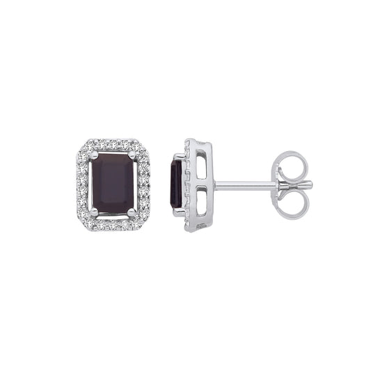 18ct White Gold 0.20ctw Diamonds & 1.30ctw Sapphire Earrings - 18ct Gold