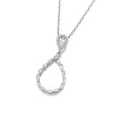Teardrop Baguette Cubic Zirconias Silver Pendant with Chain