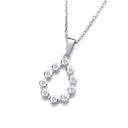 Silver Rubover Teardrop Cubic Zirconia Pendant with Chain