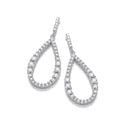 Silver Teardrop Cubic Zirconia Long Earrings