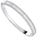 Silver Hinged Baguette & Round Cubic Zirconias Bangle