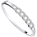 Silver Curb Link Style Cubic Zirconia Bangle