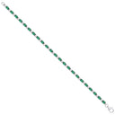 Silver Green & Clear Cubic Zirconia Silver Tennis Ladies Bracelet