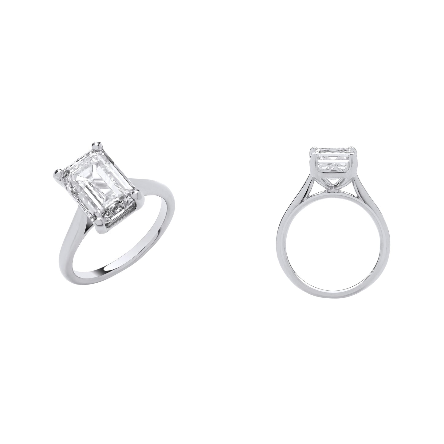 18ct White Gold 5.00ctw Emerald Cut LAB GROWN Diamond Ring IGI Certified - 18ct Gold