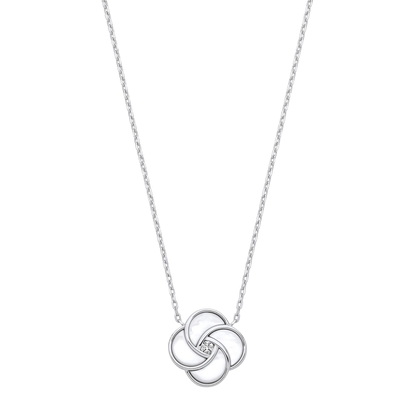 Silver White Shell Swirl Necklace - Silver