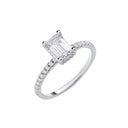 18ct White Gold 1.23ctw Emerald Cut LAB GROWN Hidden Halo Diamond Ring IGI Certified