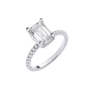 18ct White Gold 2.25ctw Emerald Cut LAB GROWN Hidden Halo Diamond Ring IGI Certified