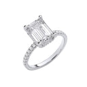 18ct White Gold 3.30ctw Emerald Cut LAB GROWN Hidden Halo Diamond Ring IGI Certified