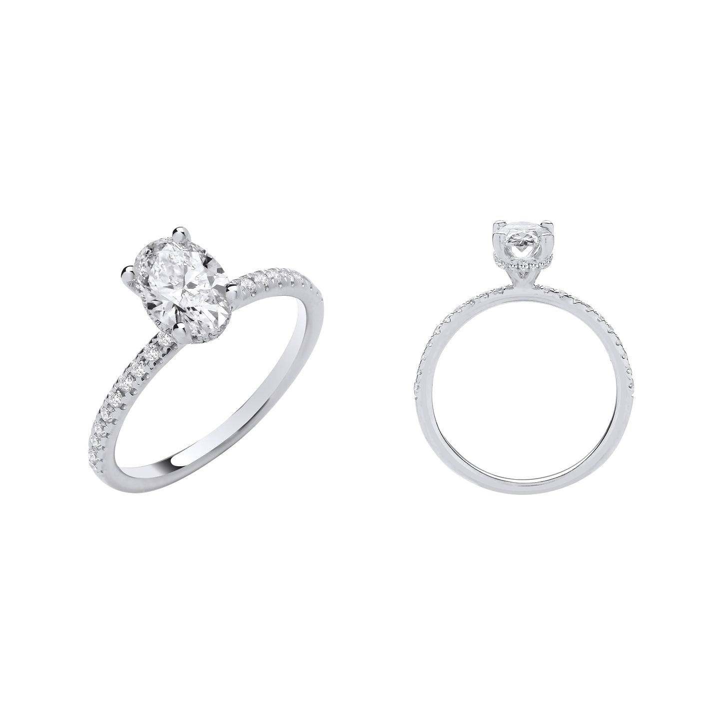18ct White Gold 1.21ctw Oval LAB GROWN Hidden Halo Diamond Ring IGI Certified - 18ct Gold