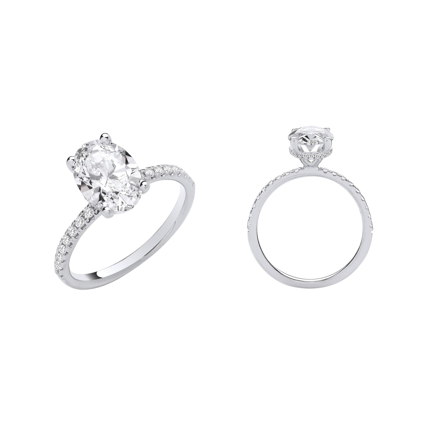 18ct White Gold 2.24ctw Oval LAB GROWN Hidden Halo Diamond Ring IGI Certified - 18ct Gold