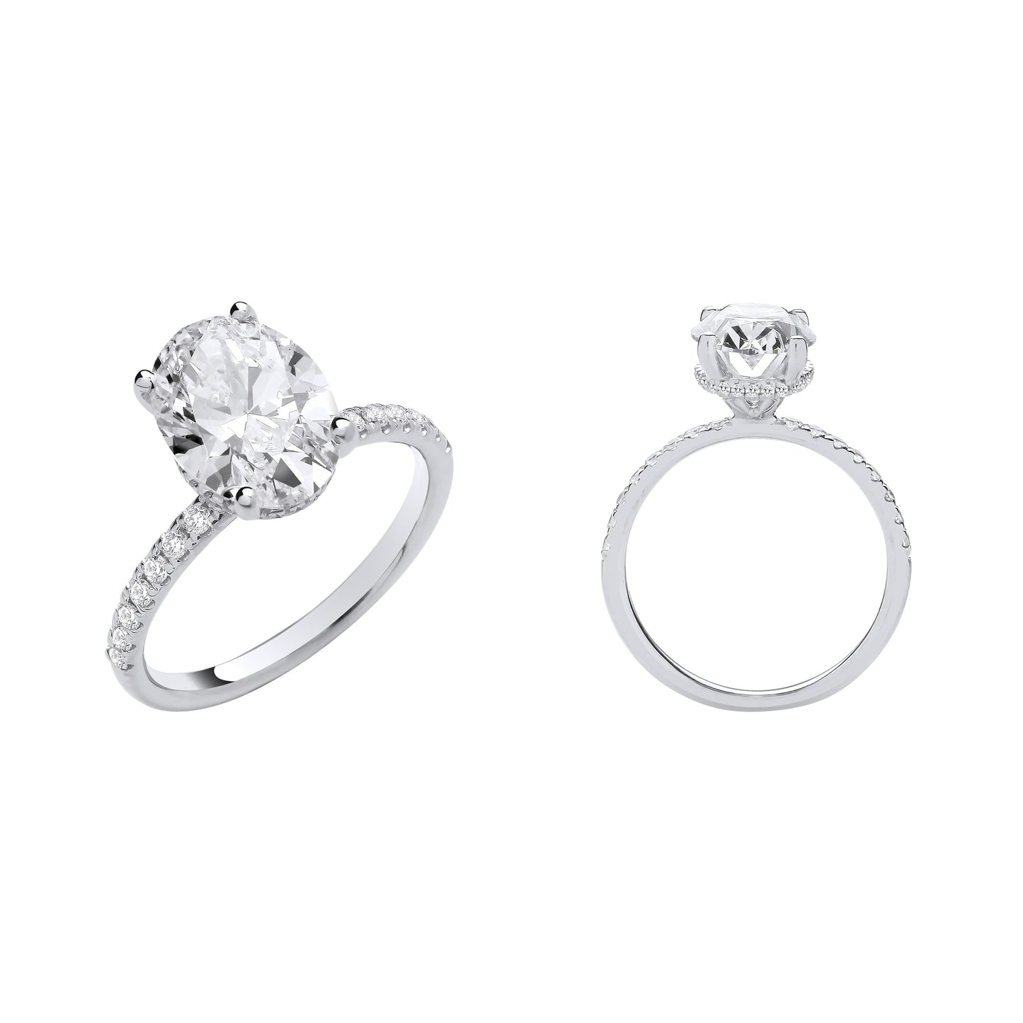 18ct White Gold 3.28ctw Oval LAB GROWN Hidden Halo Diamond Ring IGI Certified - 18ct Gold