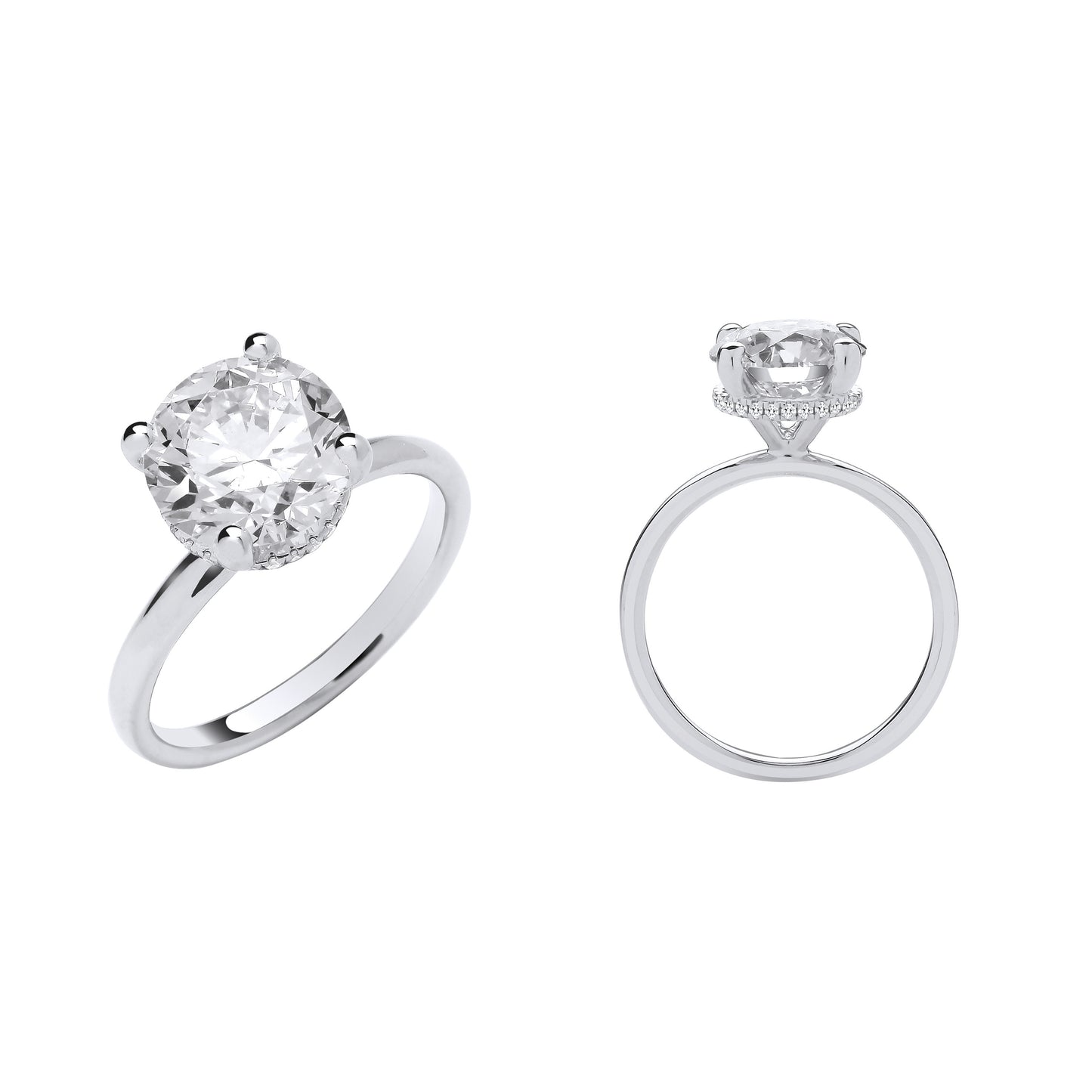 18ct White Gold 3.08ctw Solitaire LAB GROWN Hidden Halo Diamond Ring IGI Certified - 18ct Gold