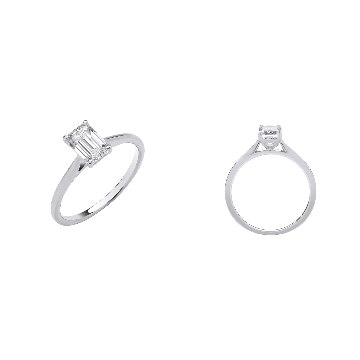 18ct White Gold 1.00ctw Emerald Cut LAB GROWN Diamond Ring IGI Certified - 18ct Gold