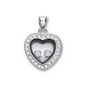 Silver Floating Cubic Zirconia Heart Pendant