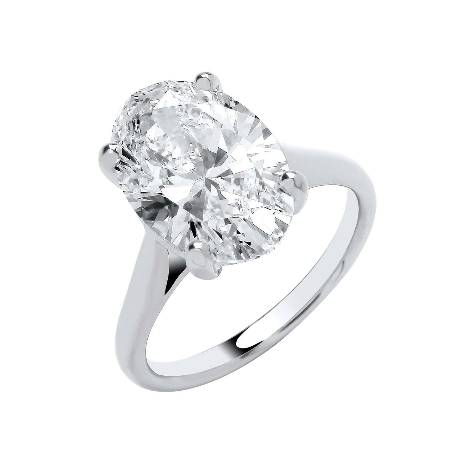 18ct White Gold 5.00ctw Oval Cut LAB GROWN Diamond Ring IGI Certified - 18ct Gold