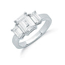 Silver Claw Set Emerald Cut Cubic Zirconia Trilogy Ring