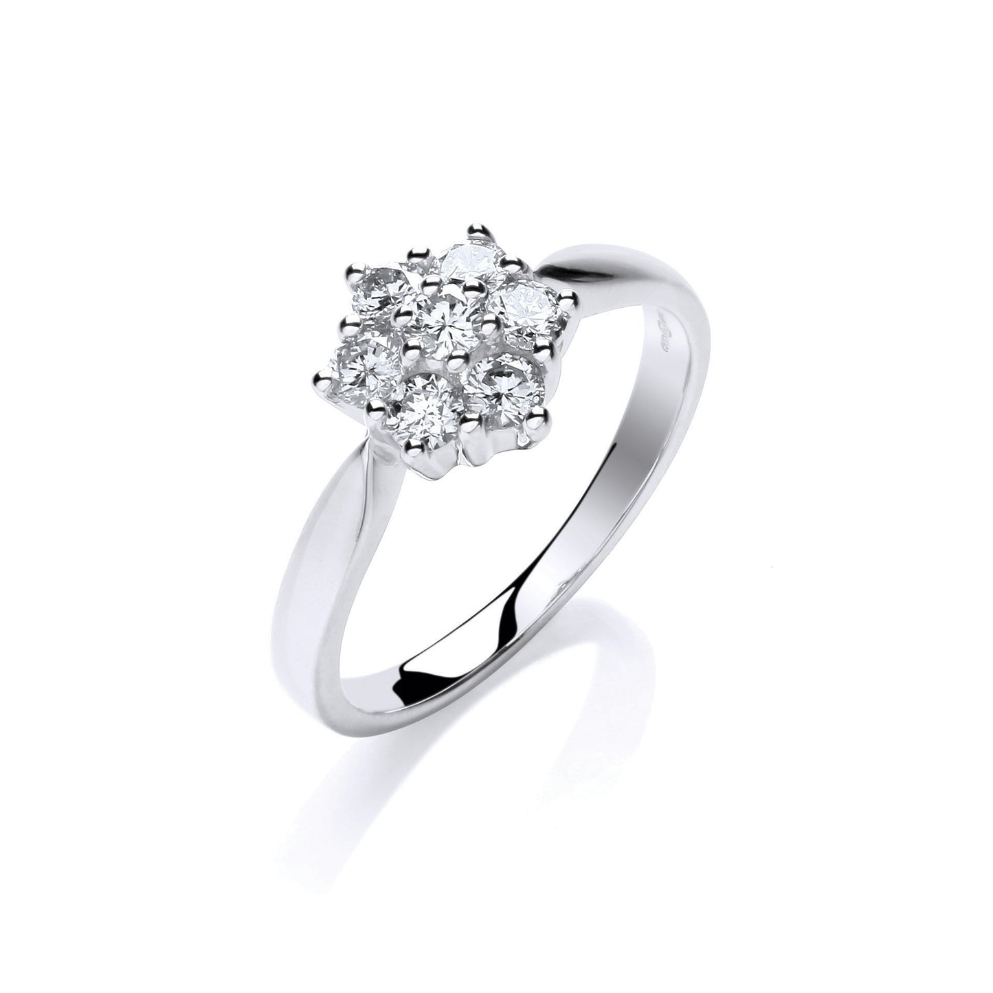 9ct White Gold 0.50ctw Diamond Flower / Cluster Ring - 9ct Gold