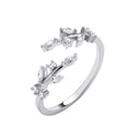 Silver Cross-Over Olive Tree Cubic Zirconias Ring