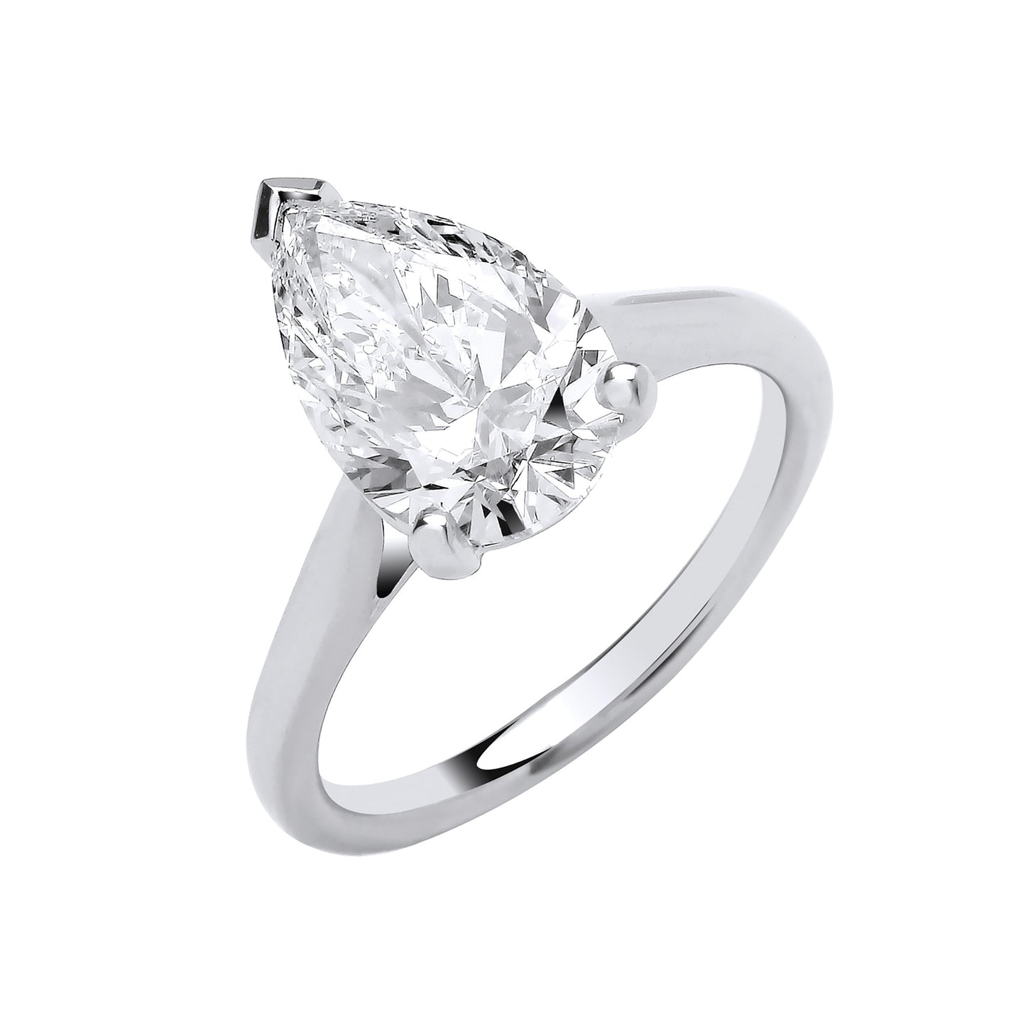 18ct White Gold 3.00ctw Pear Cut LAB GROWN Diamond Ring IGI Certified - 18ct Gold