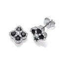 Black Four Leaf Clover Cubic Zirconia Stud Earrings