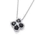 Black Four Leaf Clover Cubic Zirconia Silver Necklace