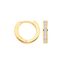Yellow Gold Channel set Cubic Zirconias Small Huggies
