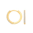 Yellow Gold Claw Set Cubic Zirconias Small Huggies