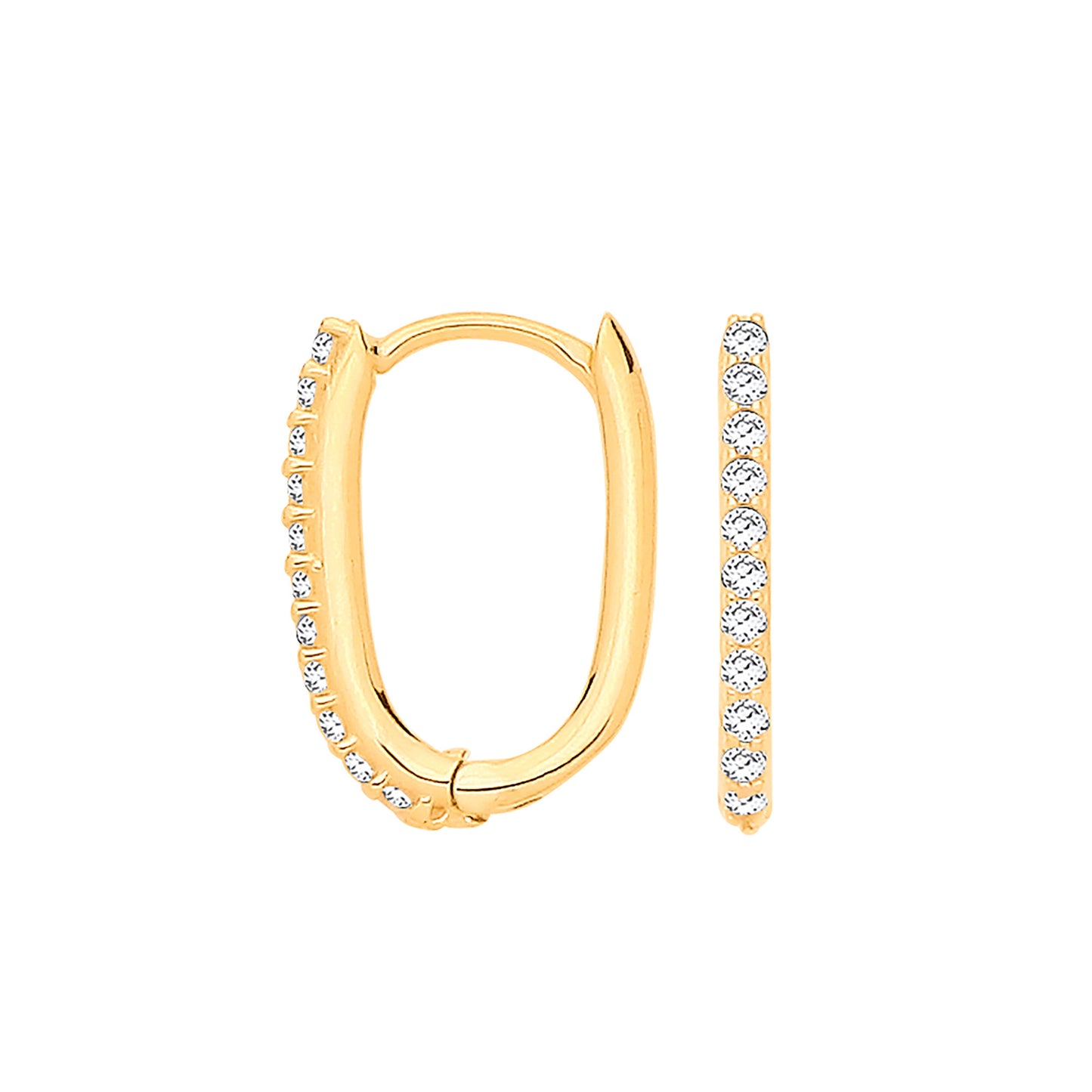 Yellow Gold Small J Huggies with Cubic Zirconias - 9ct Gold