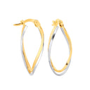 Yellow Gold Two Colour Twist Oval Hoops