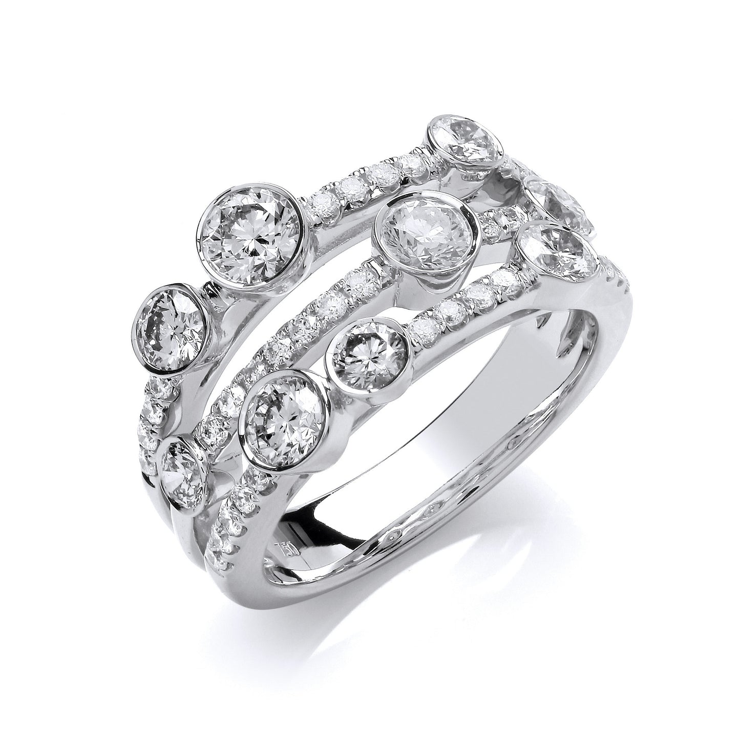 Platinum 1.70ct GH/SI Diamond Dress Ring - Platinum