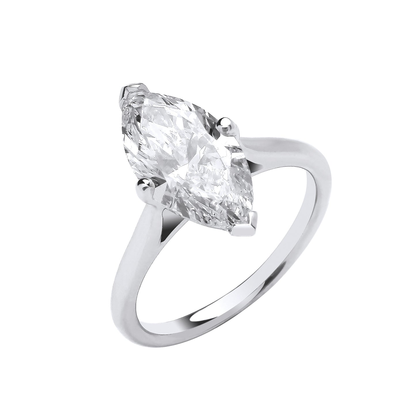 18ct White Gold 3.00ctw Marquise Cut LAB GROWN Diamond Ring IGI Cert - 18ct Gold
