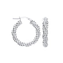 Silver 22mm Beaded Hoop Earrings