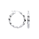 Silver Greek Key Twist Hoop 32mm Earrings