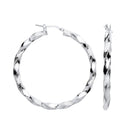 Silver Greek Key Twist Hoop 48mm Earrings