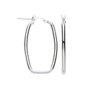 Silver Rectangular Creole Earrings