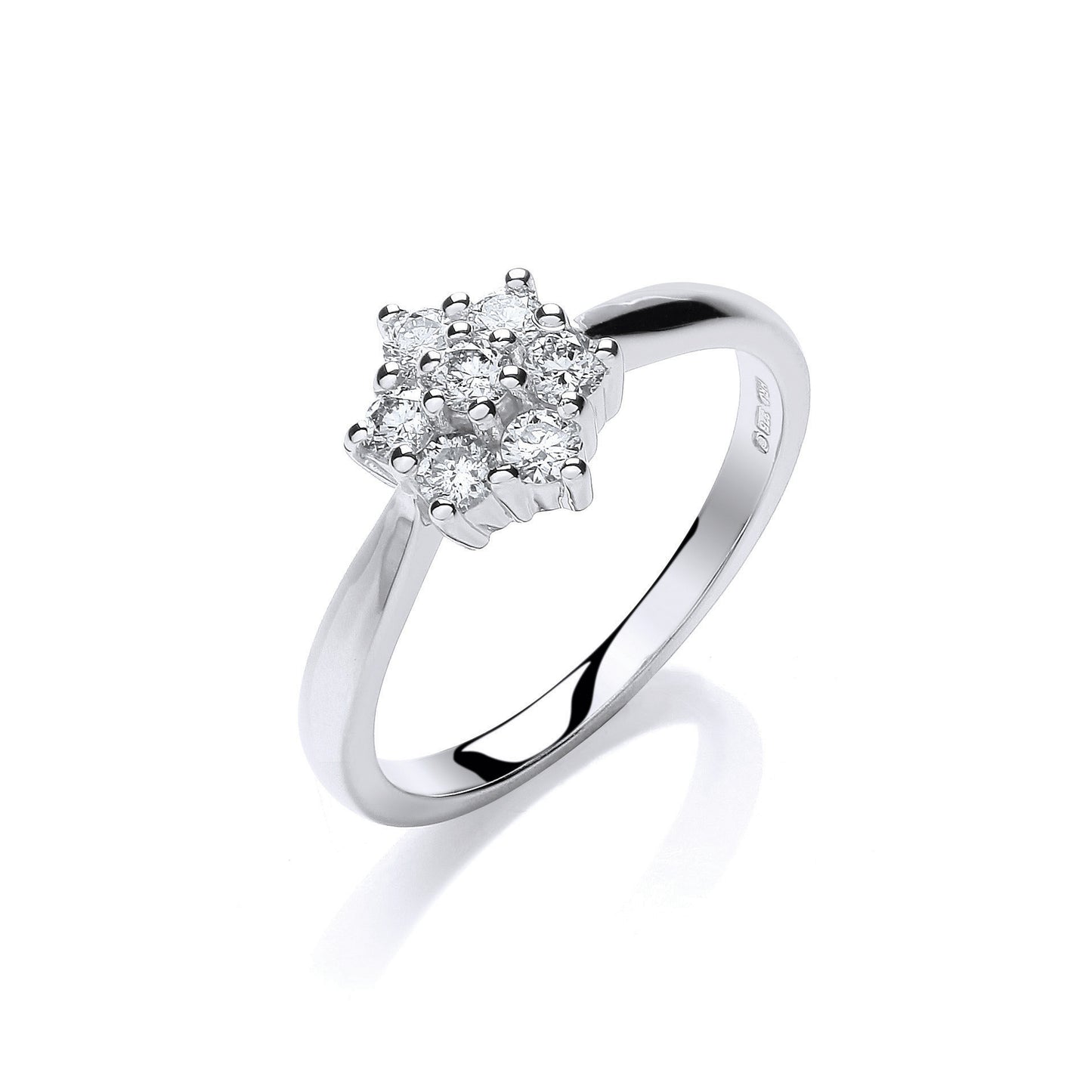 9ct White Gold 0.33ct Diamond 7St Cluster Ring - 9ct Gold