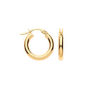 Yellow Gold 15mm Plain Tube Hoop Earrings