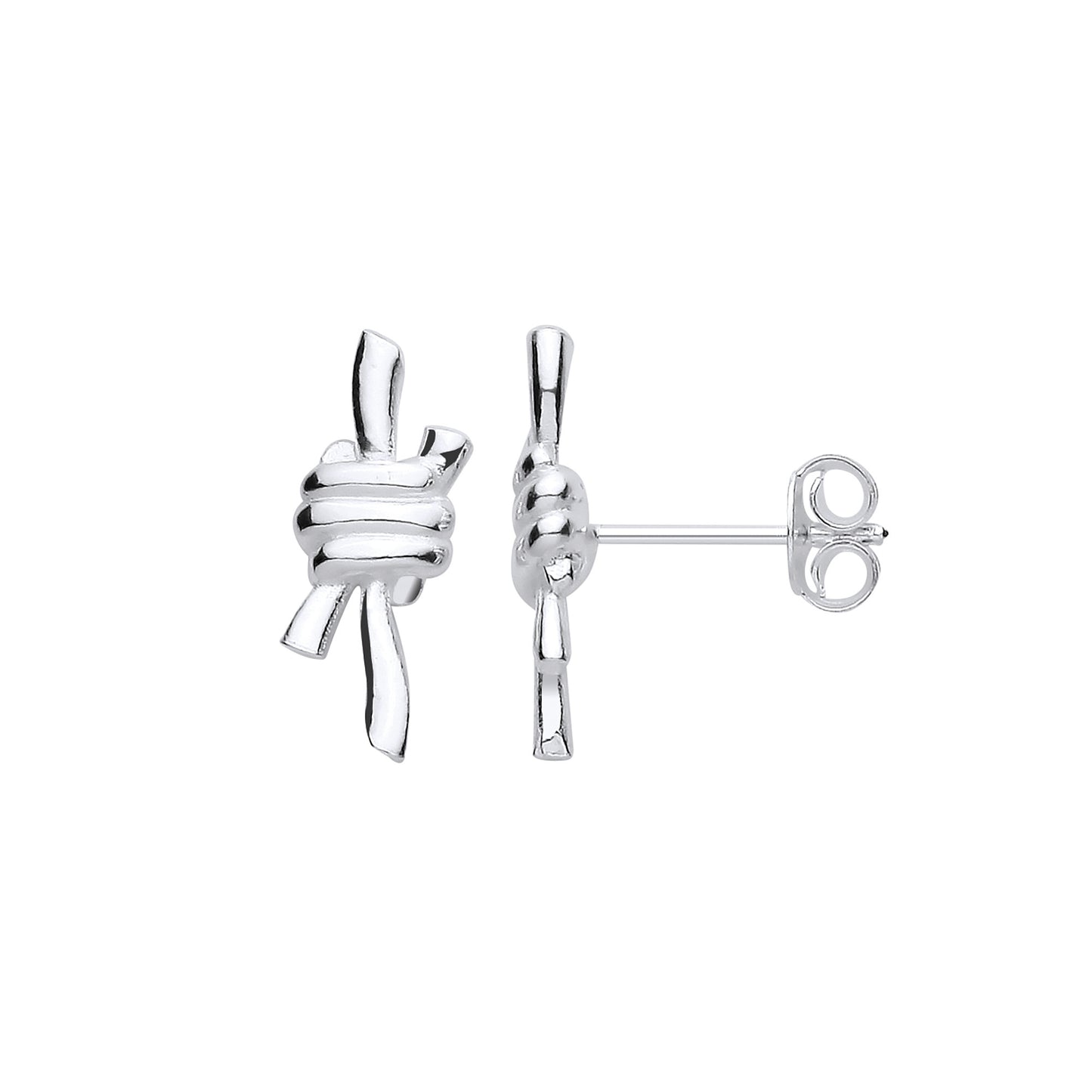 Silver Nautical Reef Knot Studs - Silver