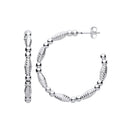 Silver Beads and Twist Medium Hoop Earrings