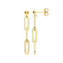 Yellow Gold Paper Clip Plain Drop Earrings