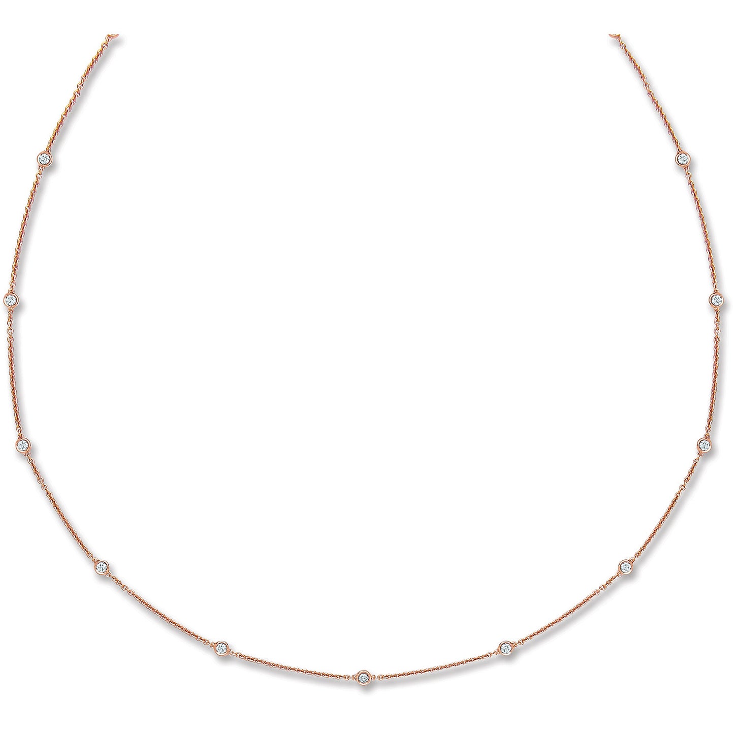 18ct Rose Gold 0.50ct Diamond by the yard Necklace (18in/45cm) - 18ct Gold