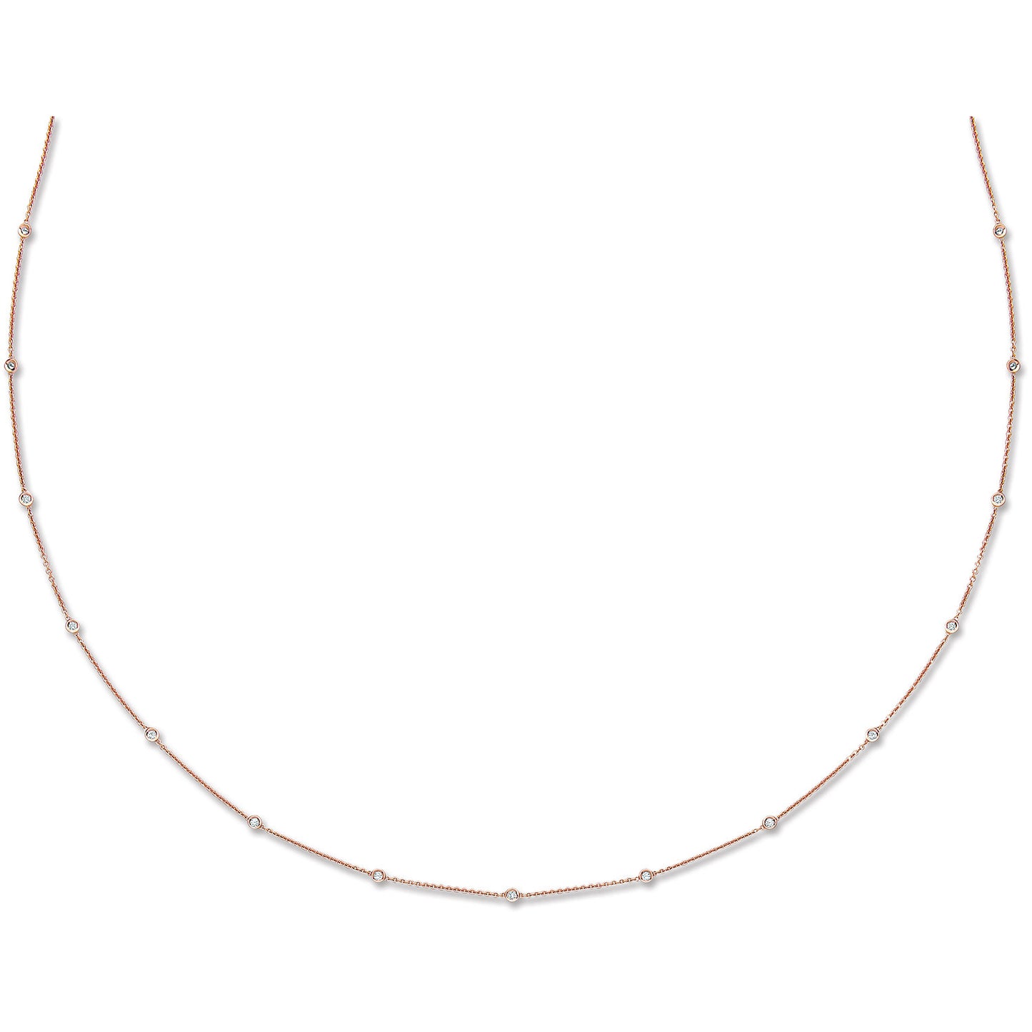 18ct Rose Gold 1.00ct Diamond by the yard Necklace (36in/91cm) - 18ct Gold