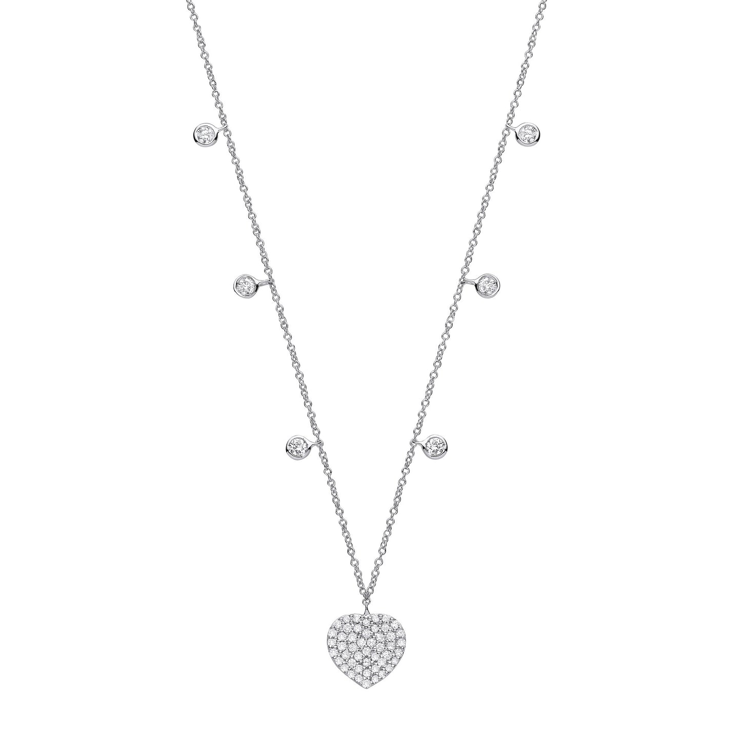 9ct White Gold 0.45ctw Heart Necklace - 9ct Gold