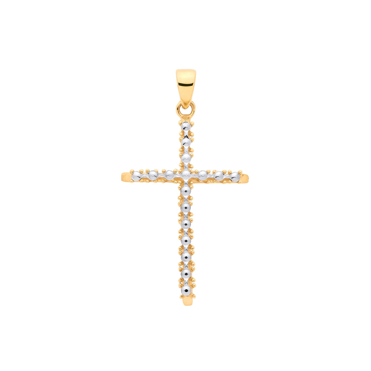 Yellow & White Gold with Illusion D/C Plate Cross - 9ct Gold