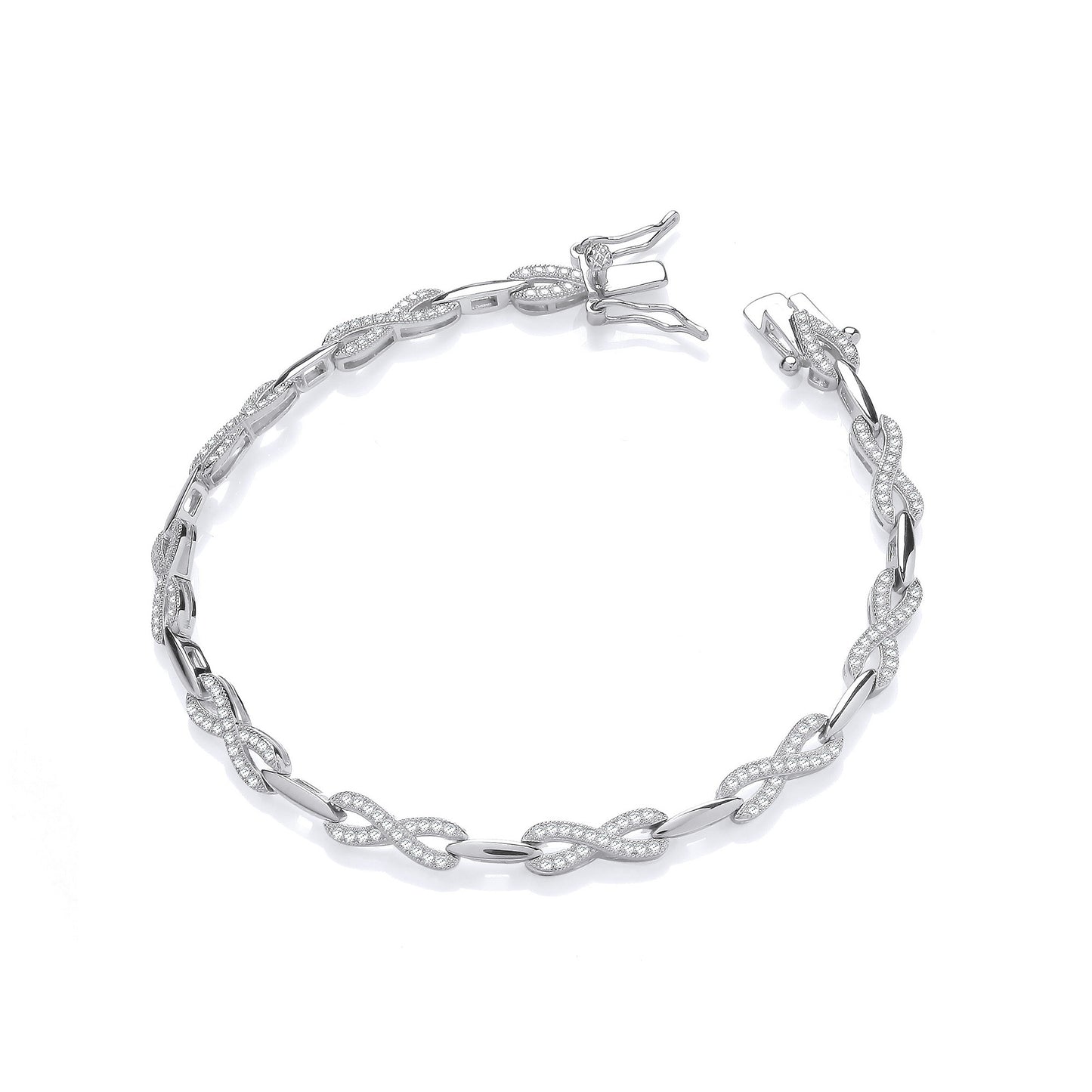 Infinity Style Tennis Silver Cubic Zirconia Ladies Bracelet - Silver