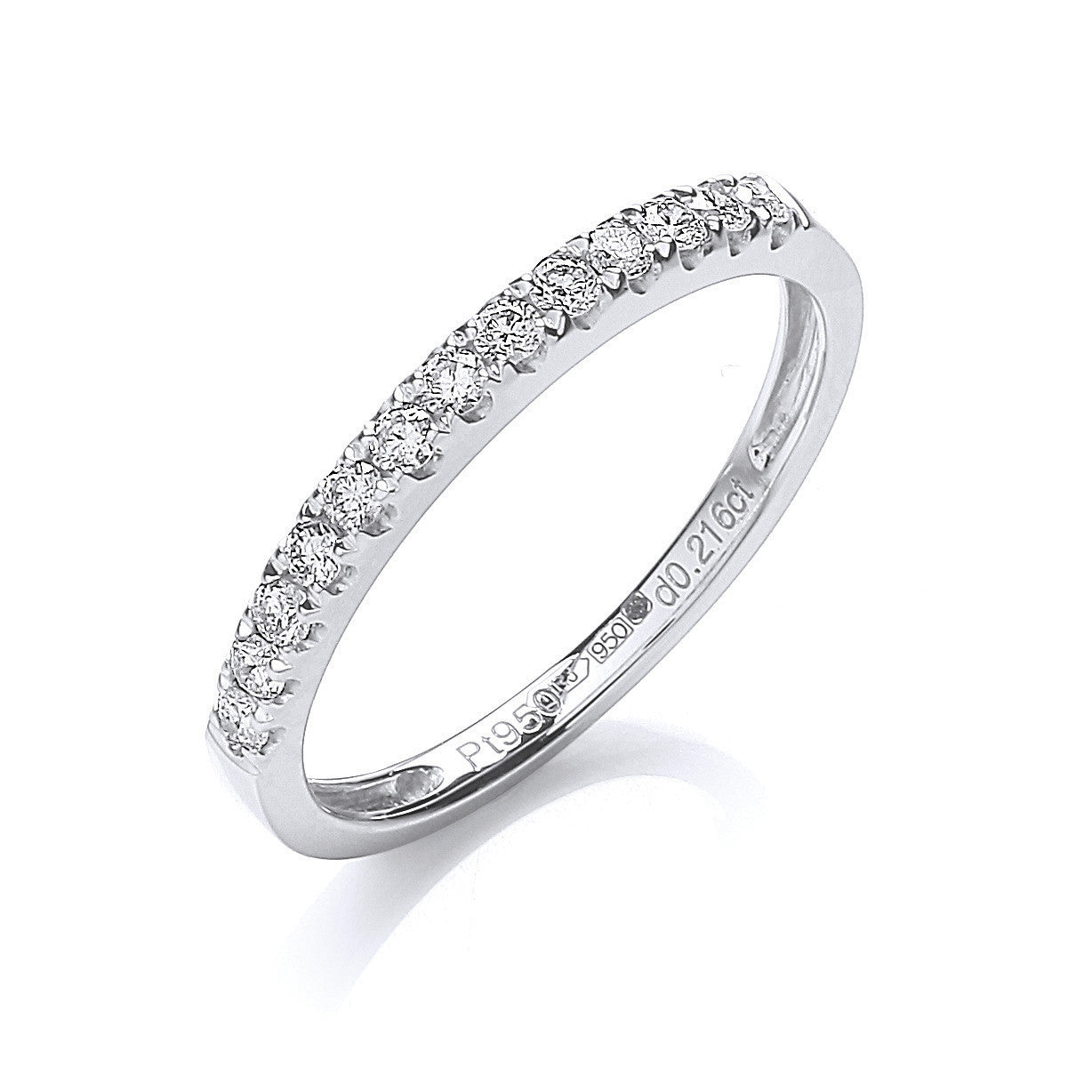 Platinum 0.20ct G/H-Si Half Eternity Diamond Ring - Platinum