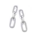 Paper Clip Micro Pave Cubic Zirconia Drop Earrings